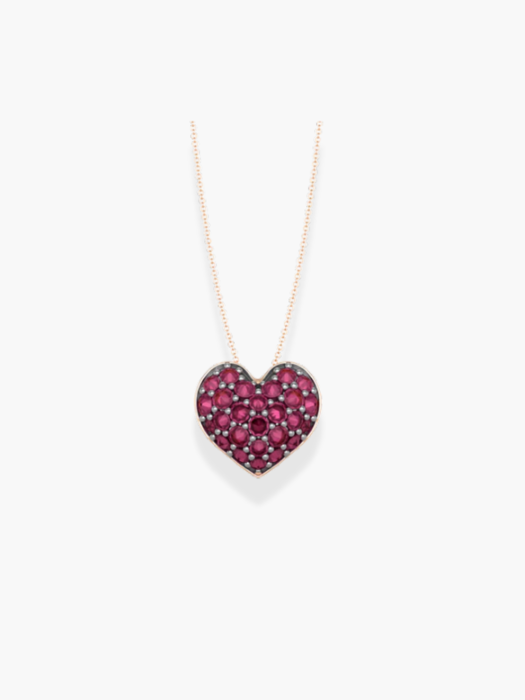 18K Rose Gold Diamond and Ruby Heart-Shaped Necklace