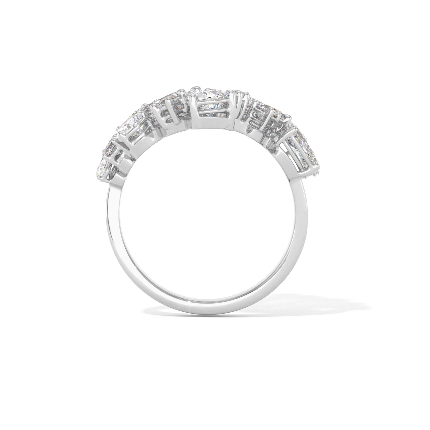 18K White Gold Diamond Leaf Shaped Ring