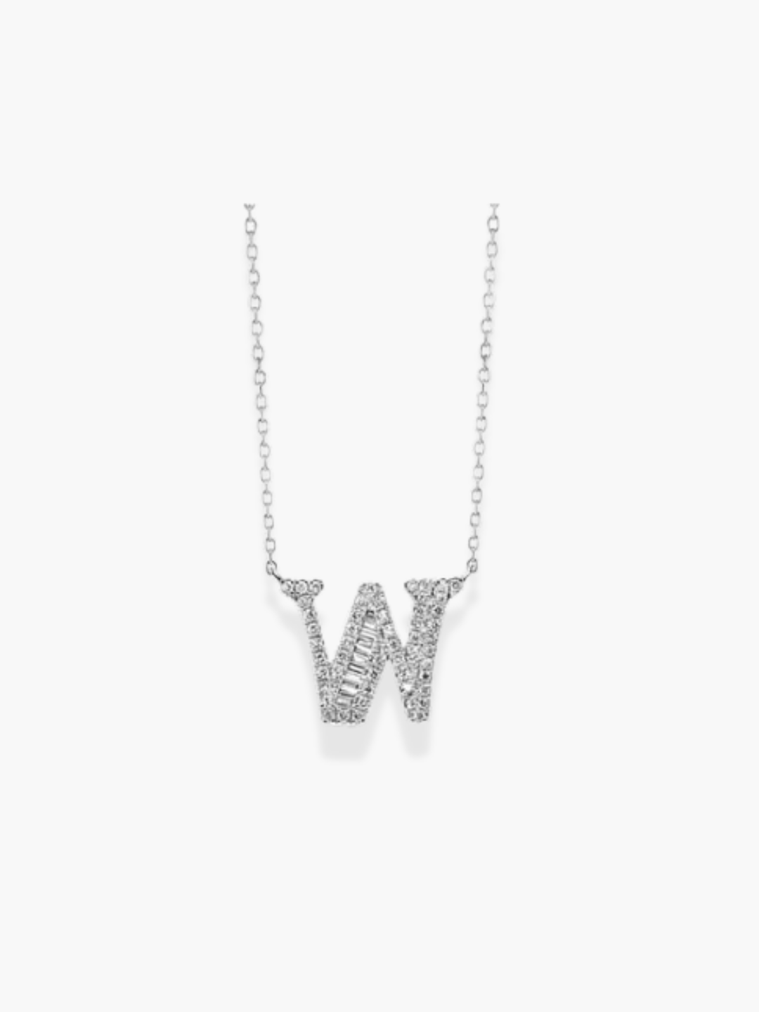 18k White Gold Initial Necklace
