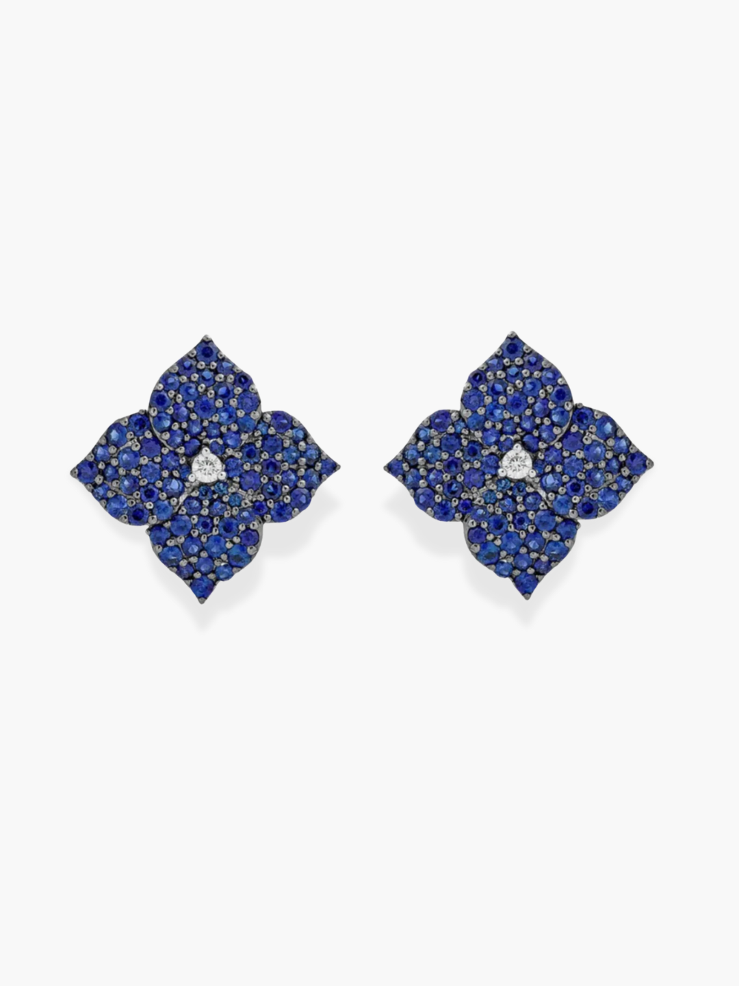 18k Large Diamond and Blue Sapphire Earrings