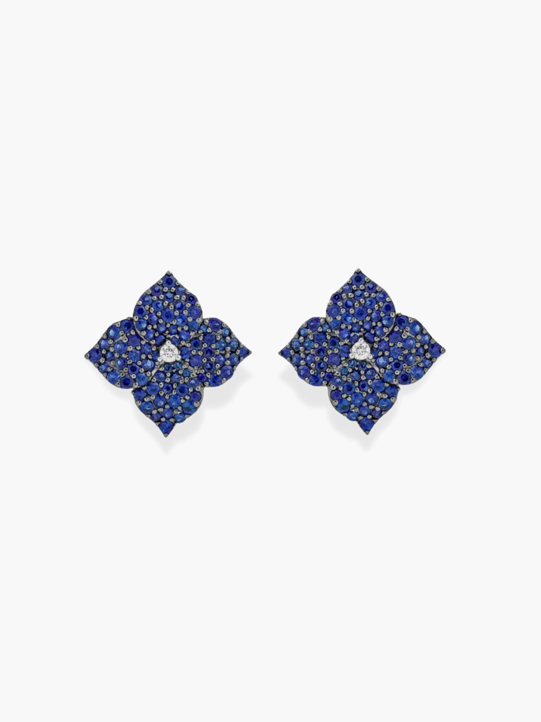 18k Small Diamond and Blue Sapphire Earrings