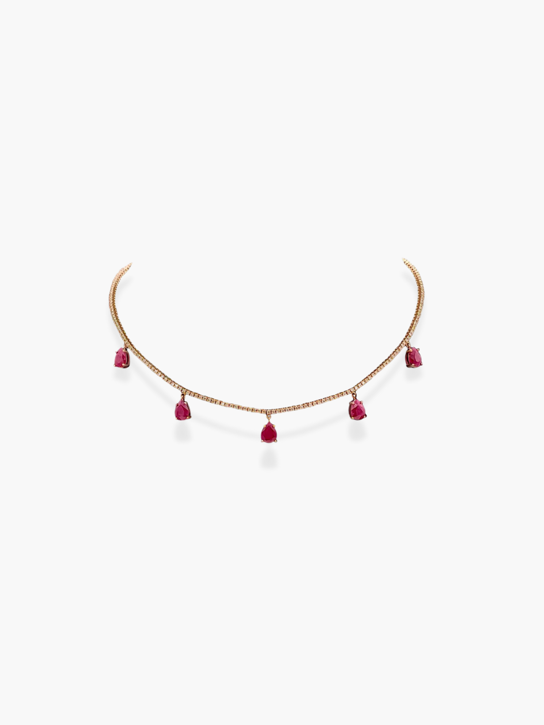 18k Rose Gold Diamond and Ruby Necklace