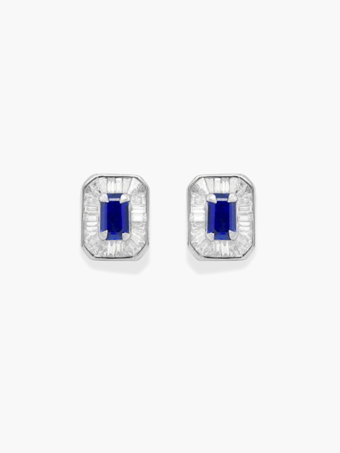 18k white gold diamond and blue sapphire earrings