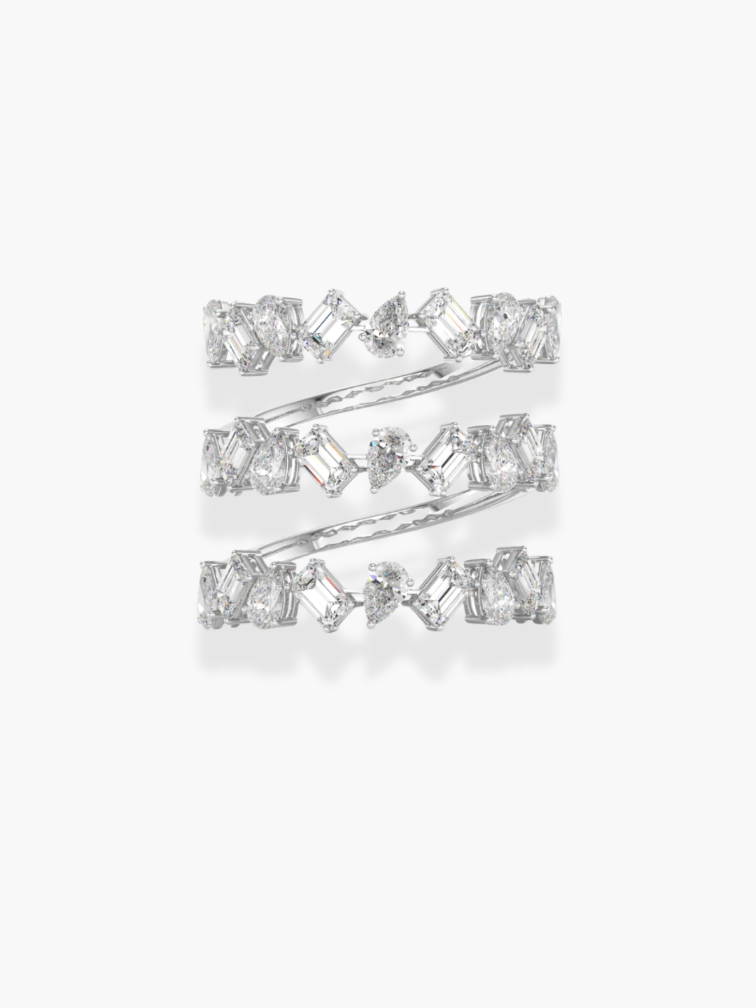 18k White Gold Spiral Shaped Diamond Ring