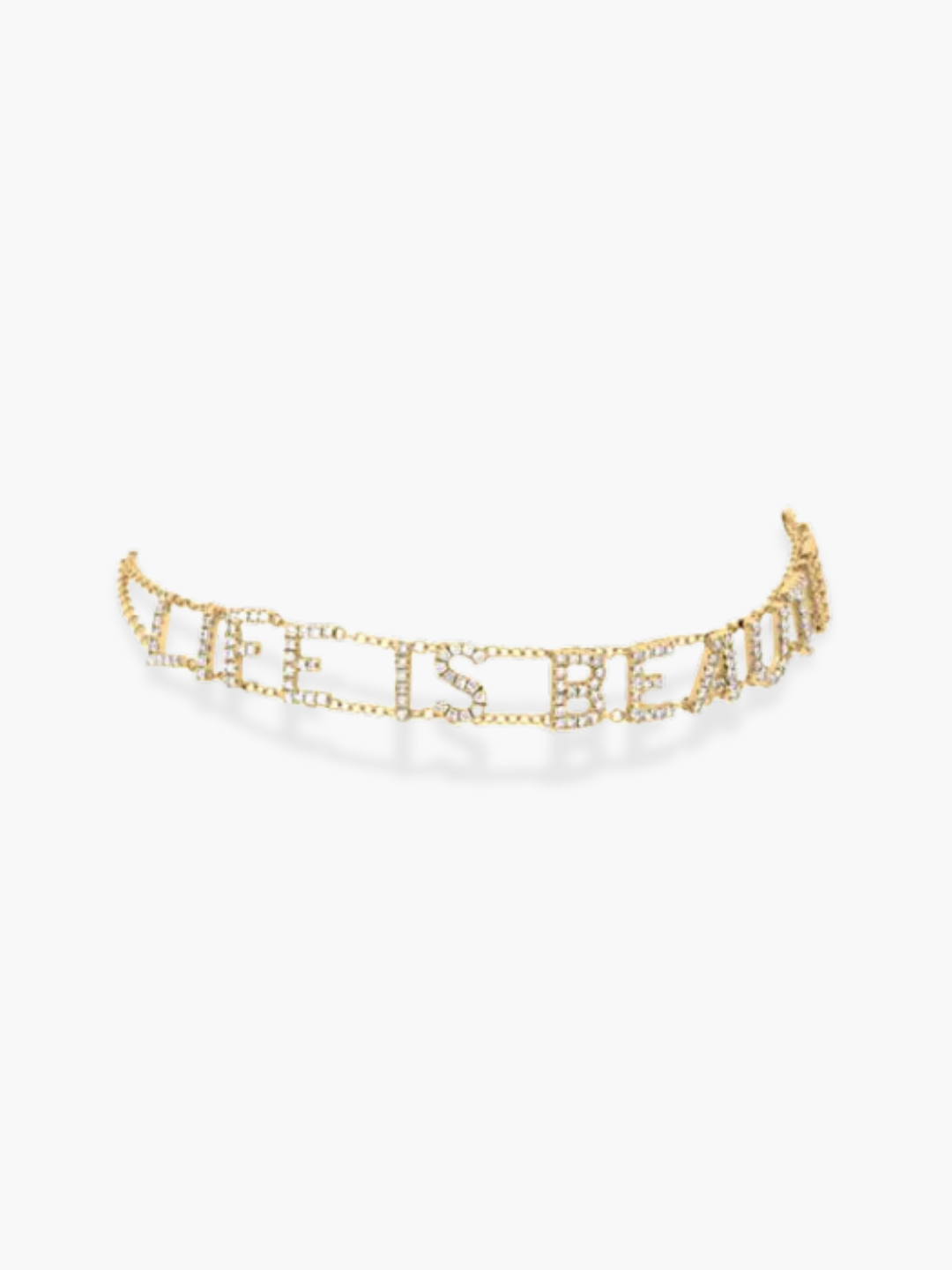 18K Yellow Gold Diamond Life Is Beautiful Bracelet