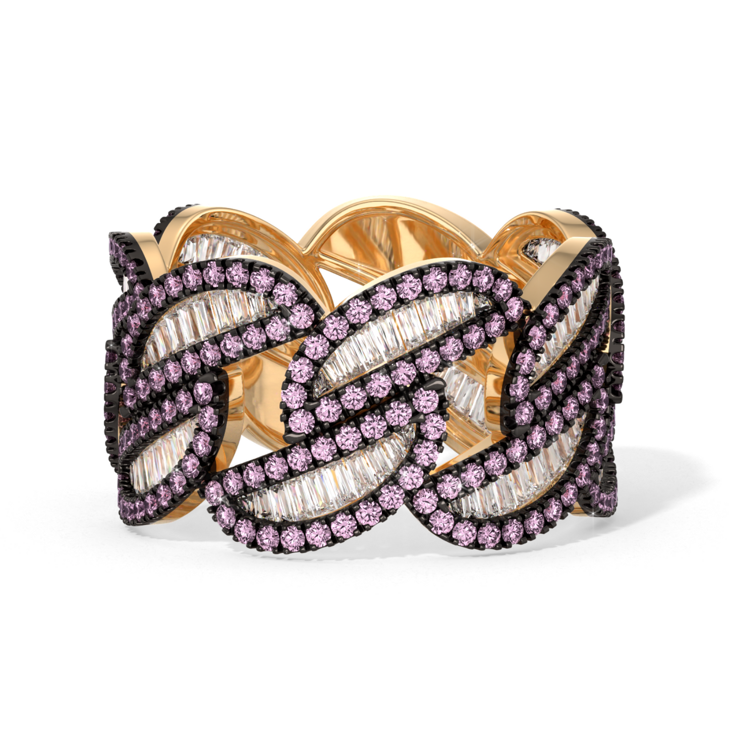 18K Rose Gold Diamond and Pink Sapphire Ring