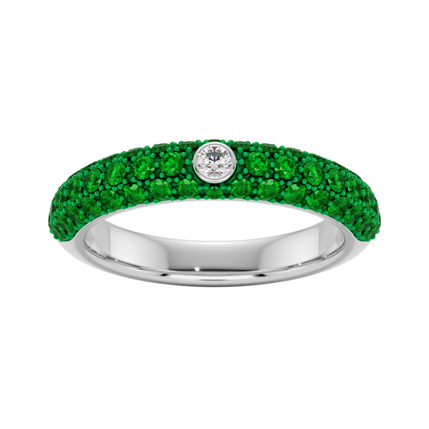18K Yellow Gold Diamond and Tsavorite Ring