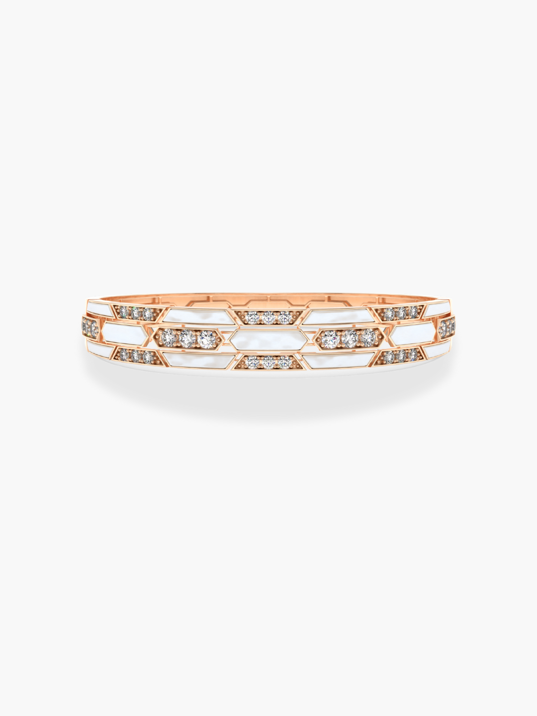 18k Rose Gold Diamond and Mother of Pearl Bangle