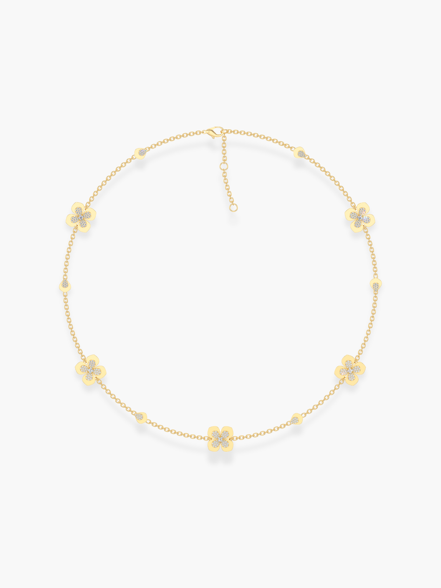 18k Yellow Gold Florea Diamond 5 Motif Necklace