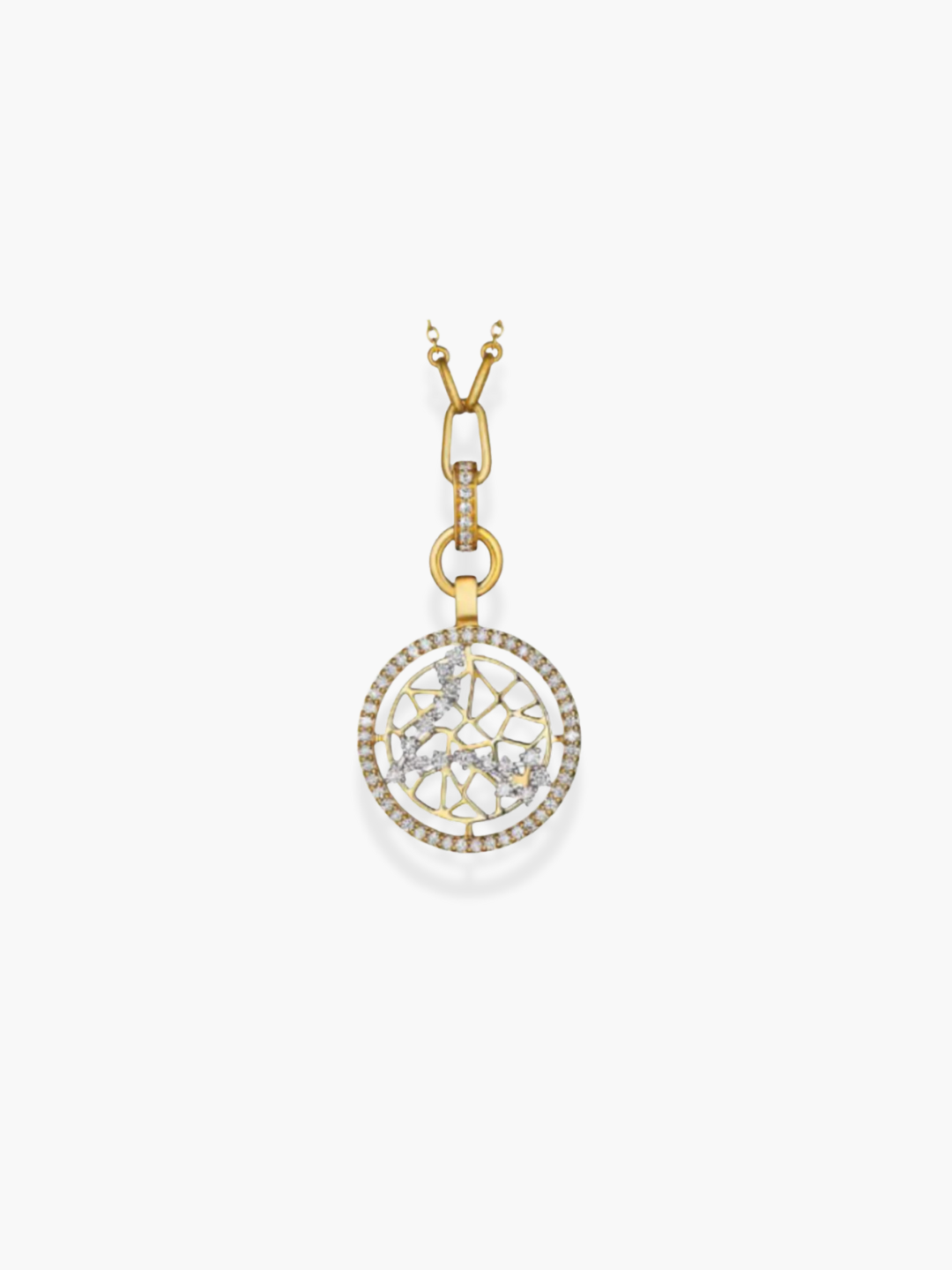 Pisces Zodiac - 18k Yellow Gold and White Diamonds Necklace