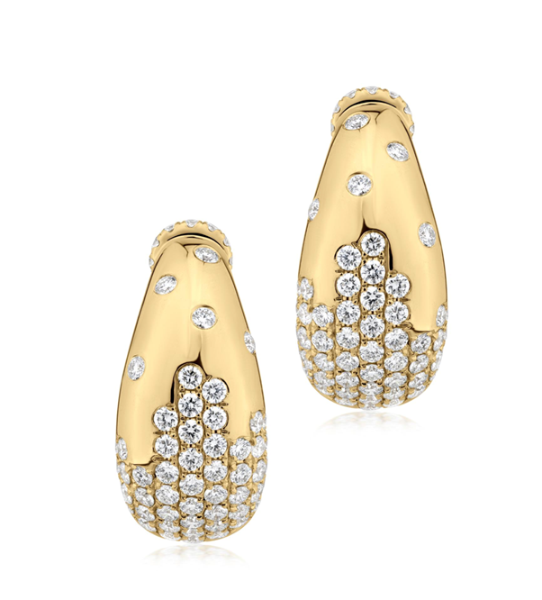 18K YELLOW GOLD DIAMOND HOOP EARRINGS