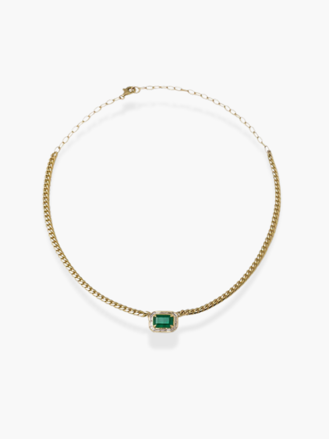 18k yellow gold emerald and diamond necklace