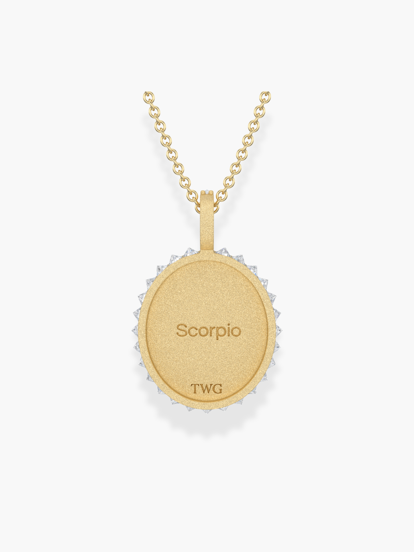 Scorpio Zodiac - 18k Yellow Gold and Reversed Diamonds Necklace