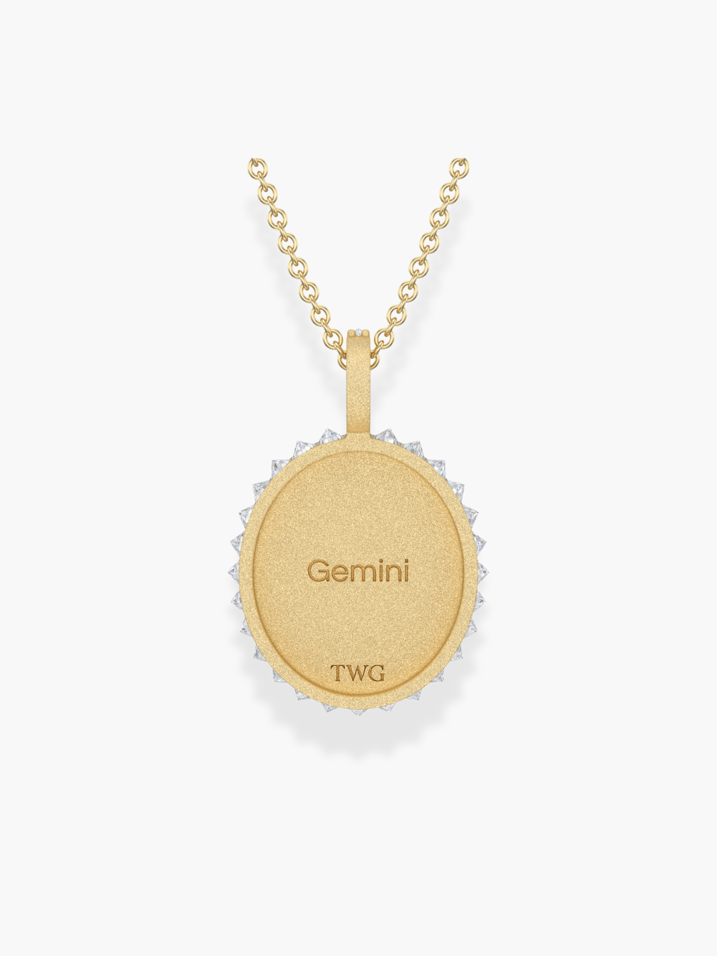 Gemini Zodiac - 18k Yellow Gold and Reversed Diamonds Necklace