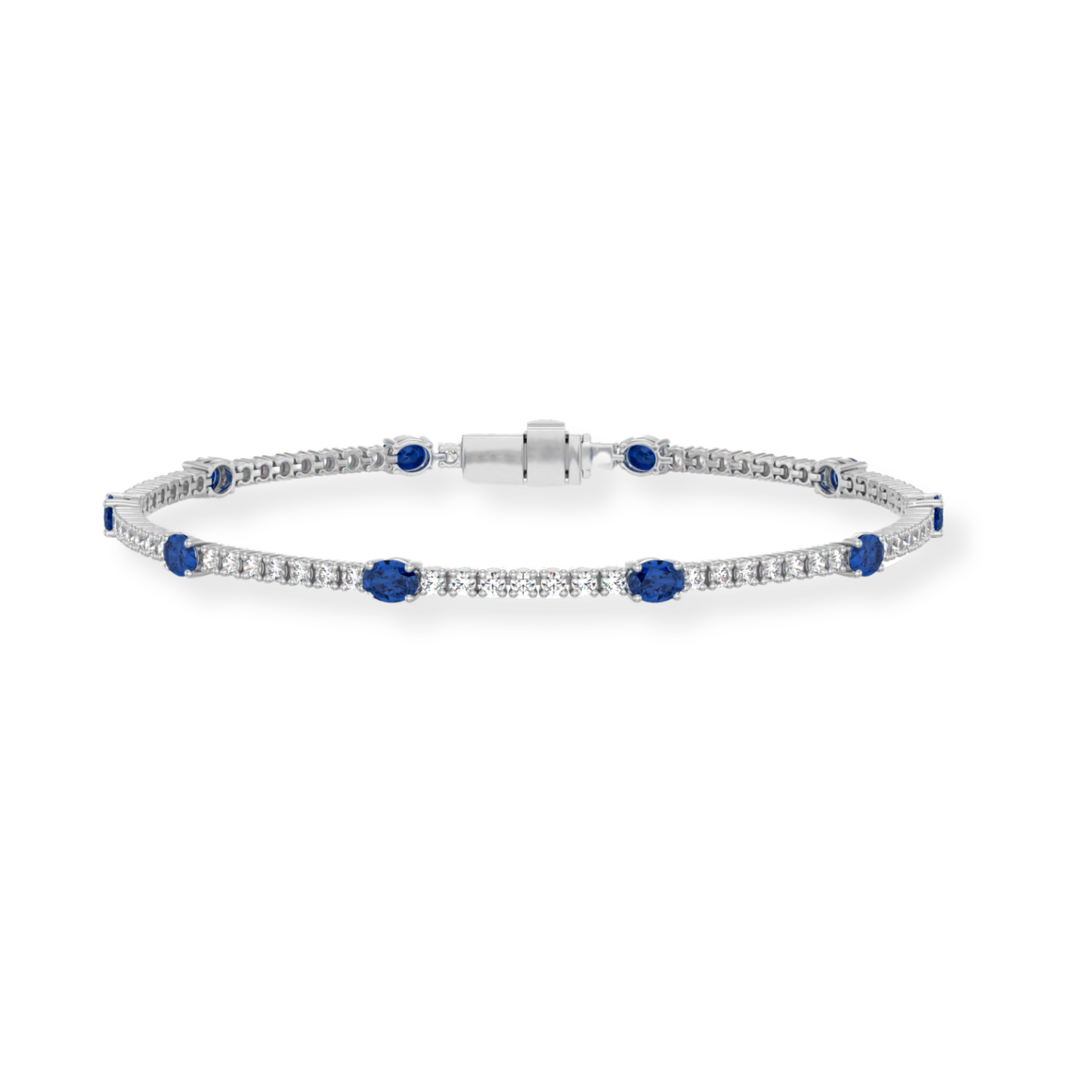18K White Gold Diamond and Blue Sapphire Bracelet