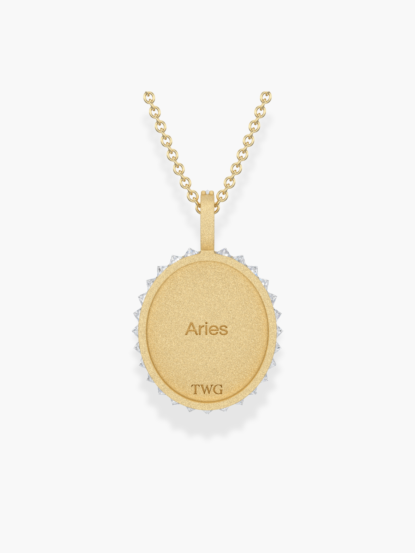 Aries Zodiac - 18k Yellow Gold and Reversed Diamonds Necklace