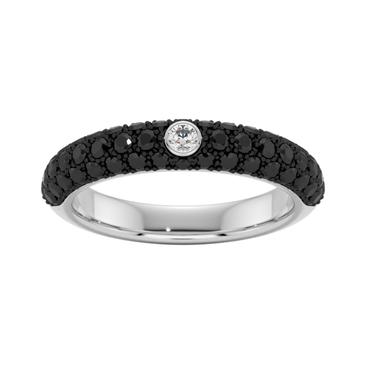 18K White gold white and black diamond ring