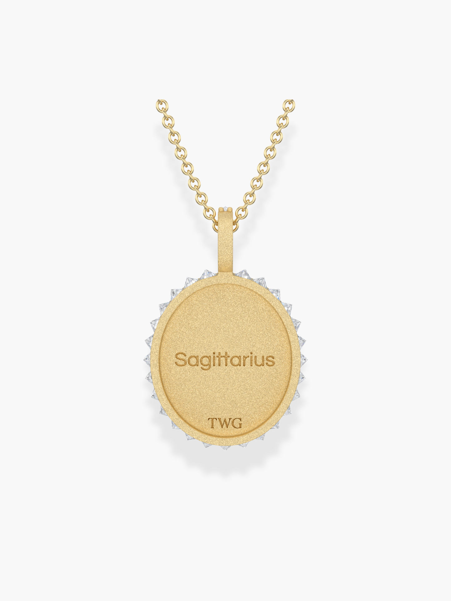 Sagittarius Zodiac - 18k Yellow Gold and Reversed Diamonds Necklace