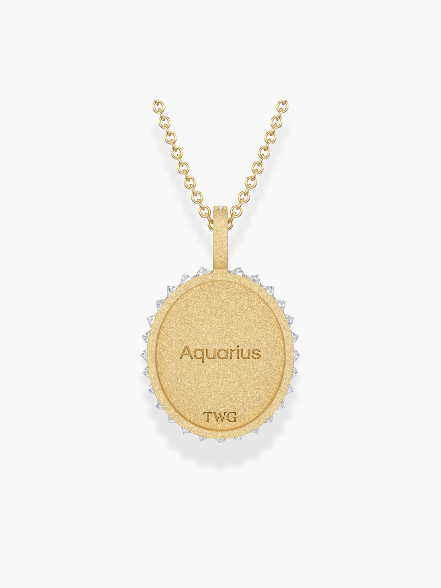 Aquarius Zodiac - 18k Yellow Gold and Reversed Diamonds Necklace