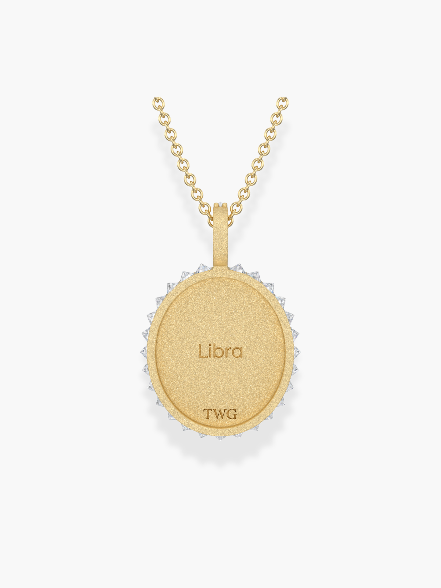 Libra Zodiac - 18k Yellow Gold and Reversed Diamonds Necklace