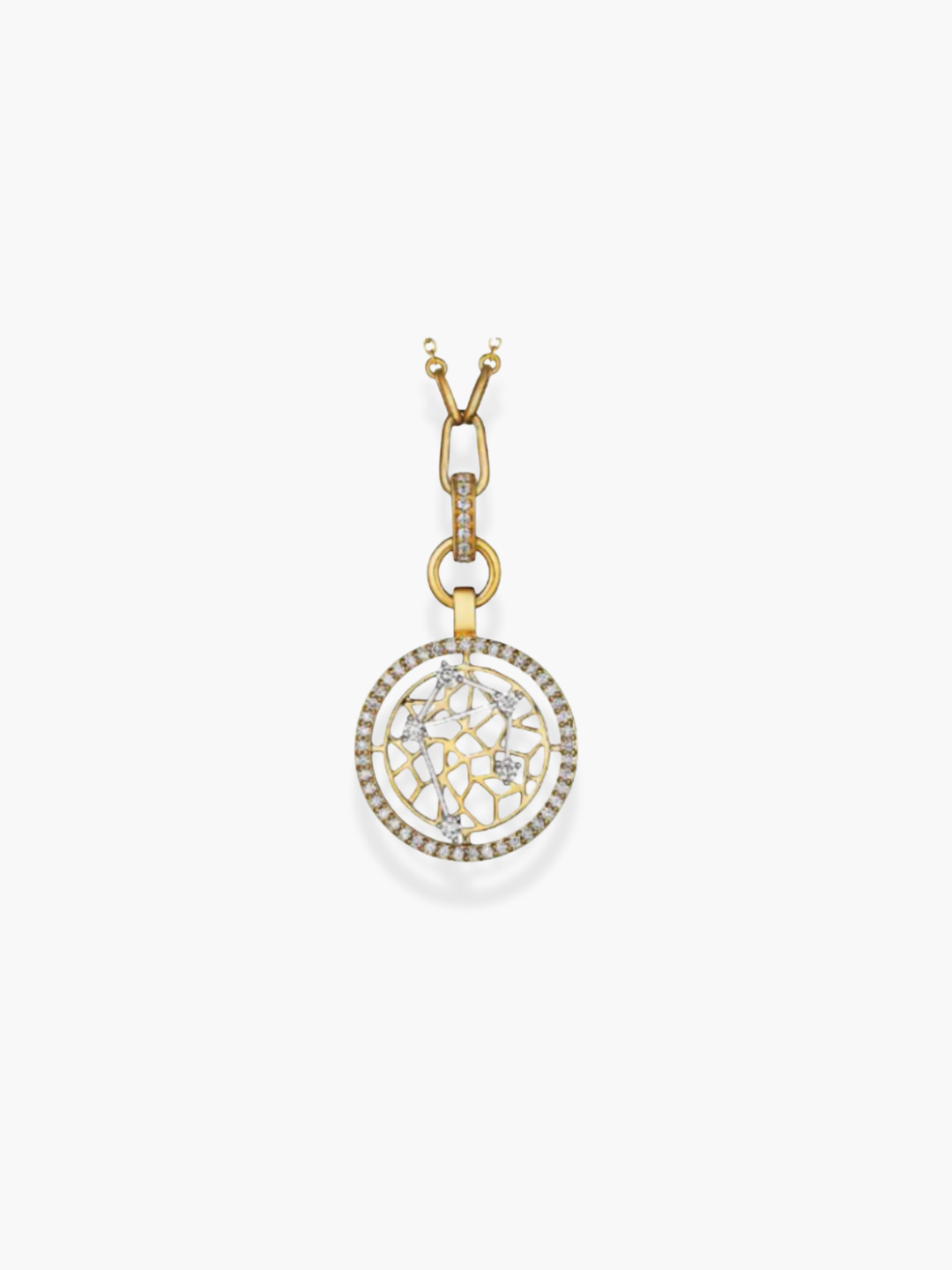 Libra Zodiac - 18k Yellow Gold and White Diamonds Necklace