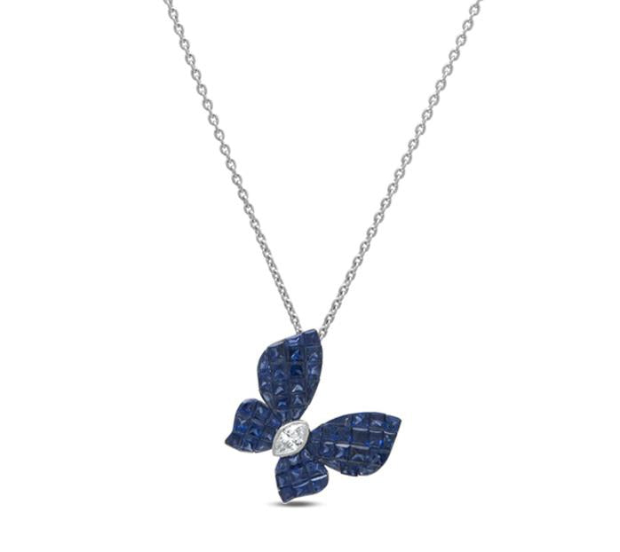18k white gold butterfly pendant