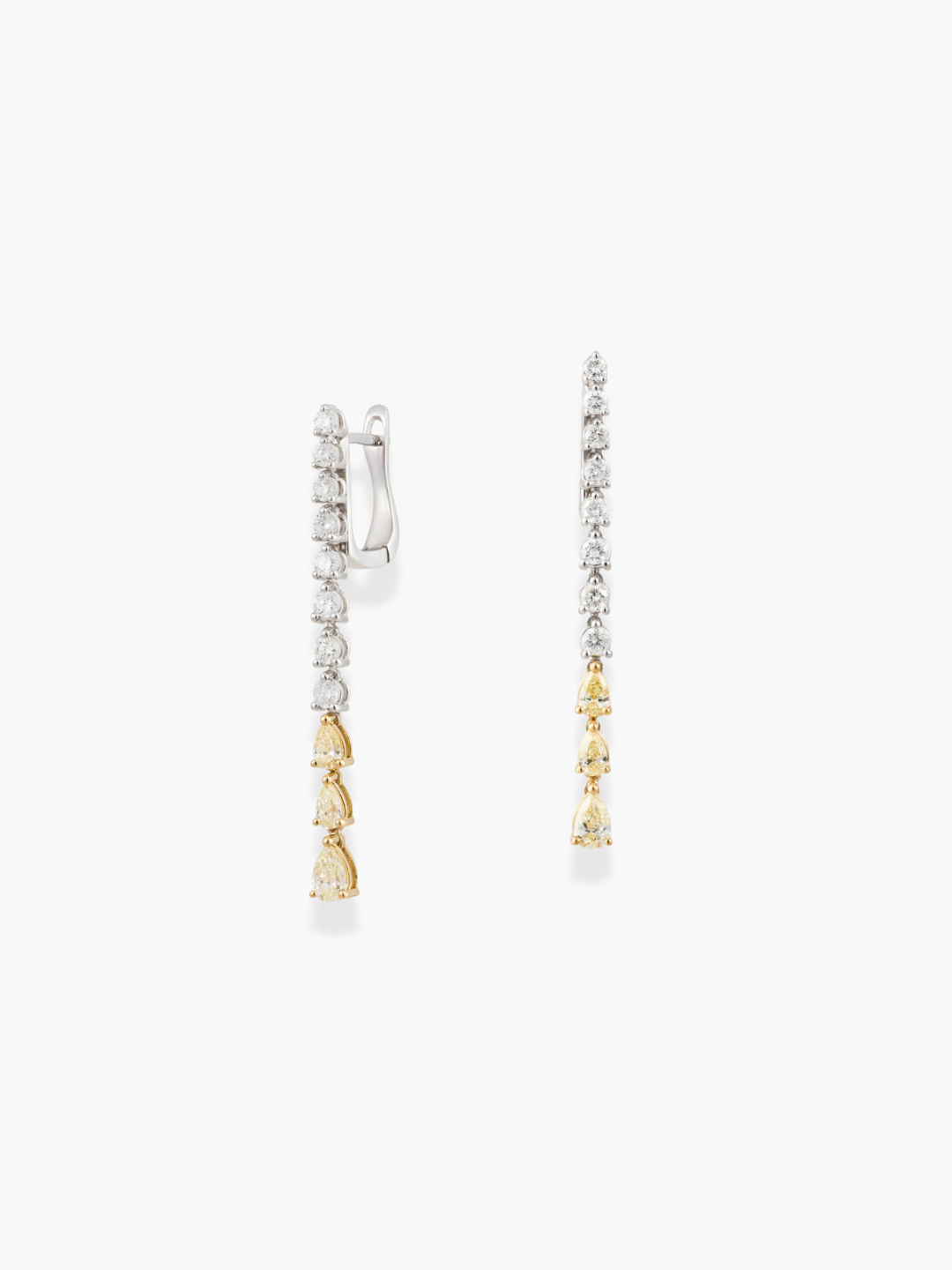 18K White and Fancy Yellow Diamond Long Earrings