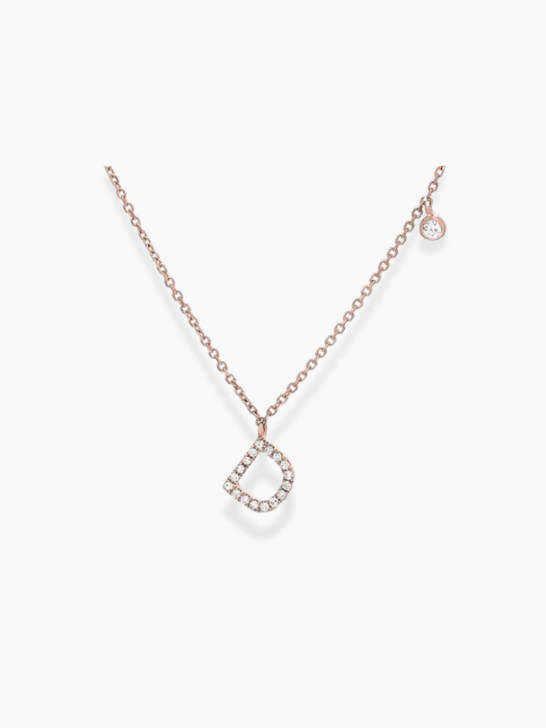 14K Rose Gold Diamond Initial Necklace