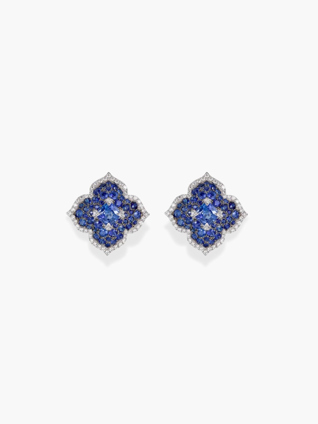 18K White Gold Piranesi Blue Sapphire Earrings