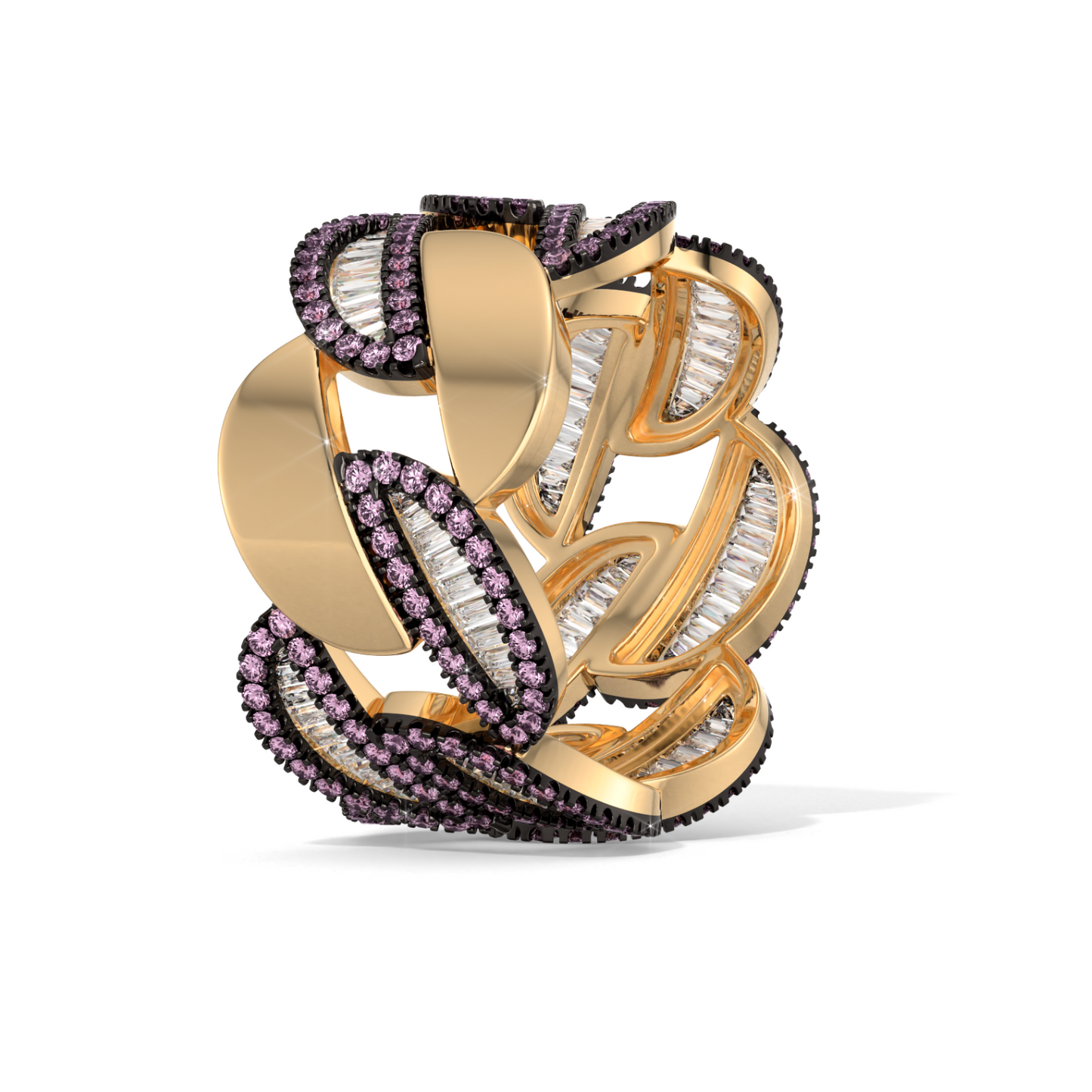 18K Rose Gold Diamond and Pink Sapphire Ring