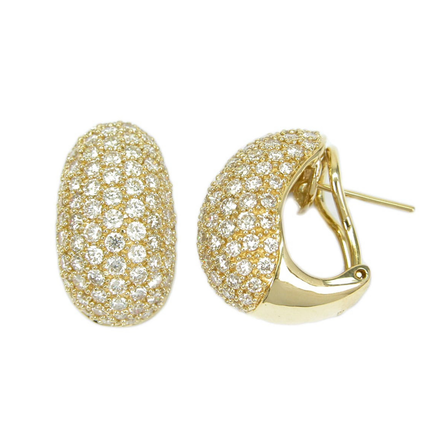 18K Yellow Gold Diamond Hoop Earrings