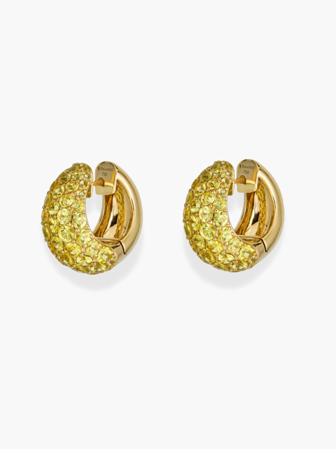 18k Yellow Gold Yellow Sapphire Piranesi Dome Huggie Earrings