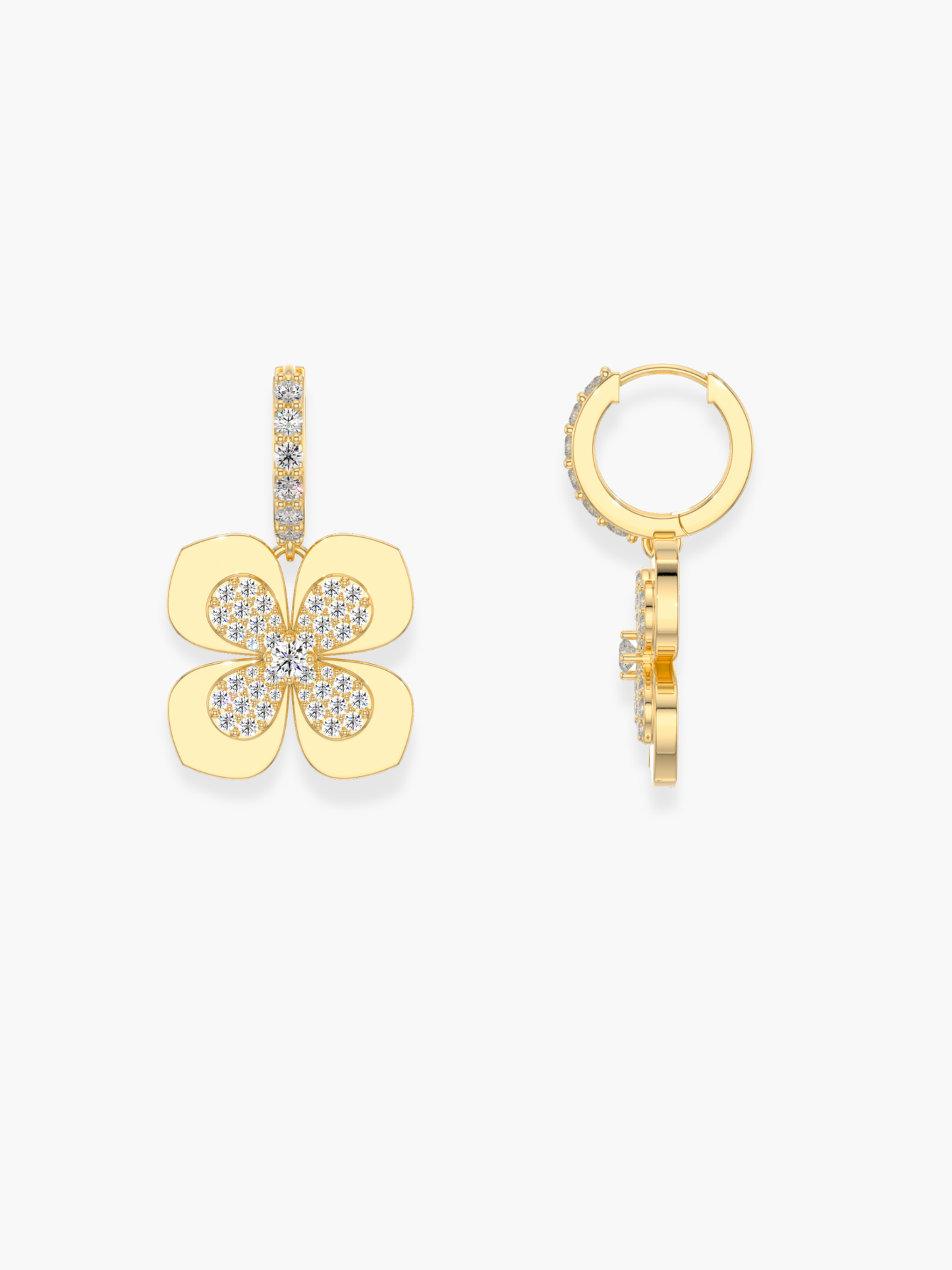 18k White Gold Florea Gold And Diamond Dangling Earrings