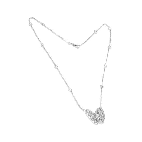 18K White Gold Diamond Butterfly Pendant
