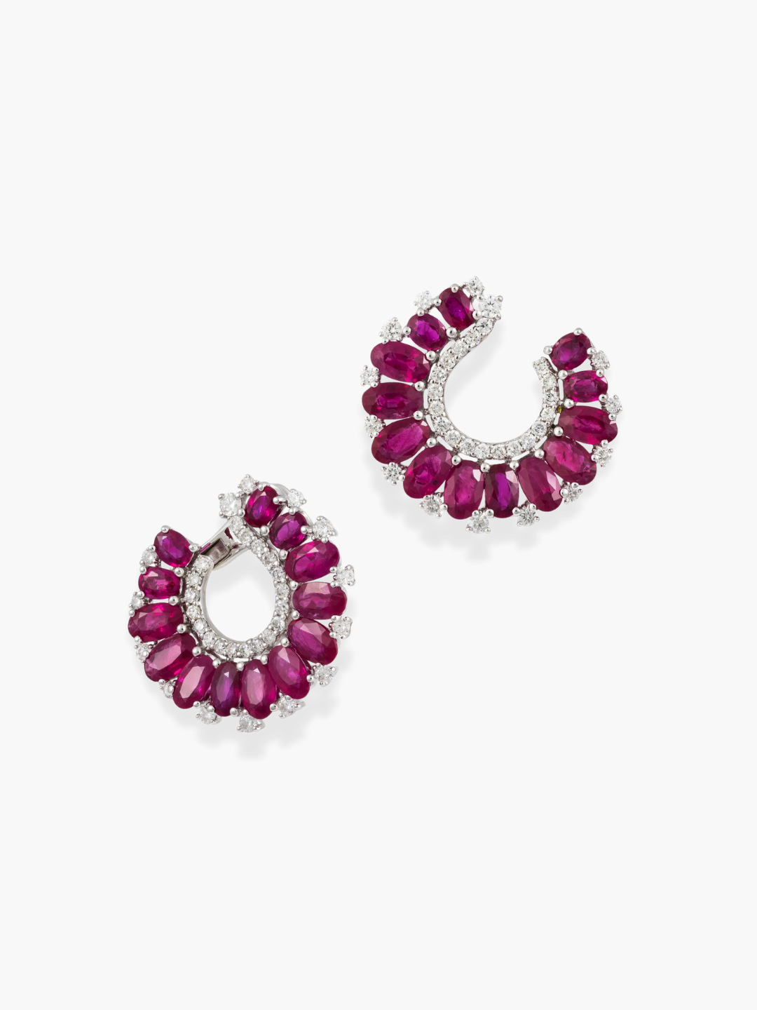 18K White Gold Diamond and Ruby Earrings