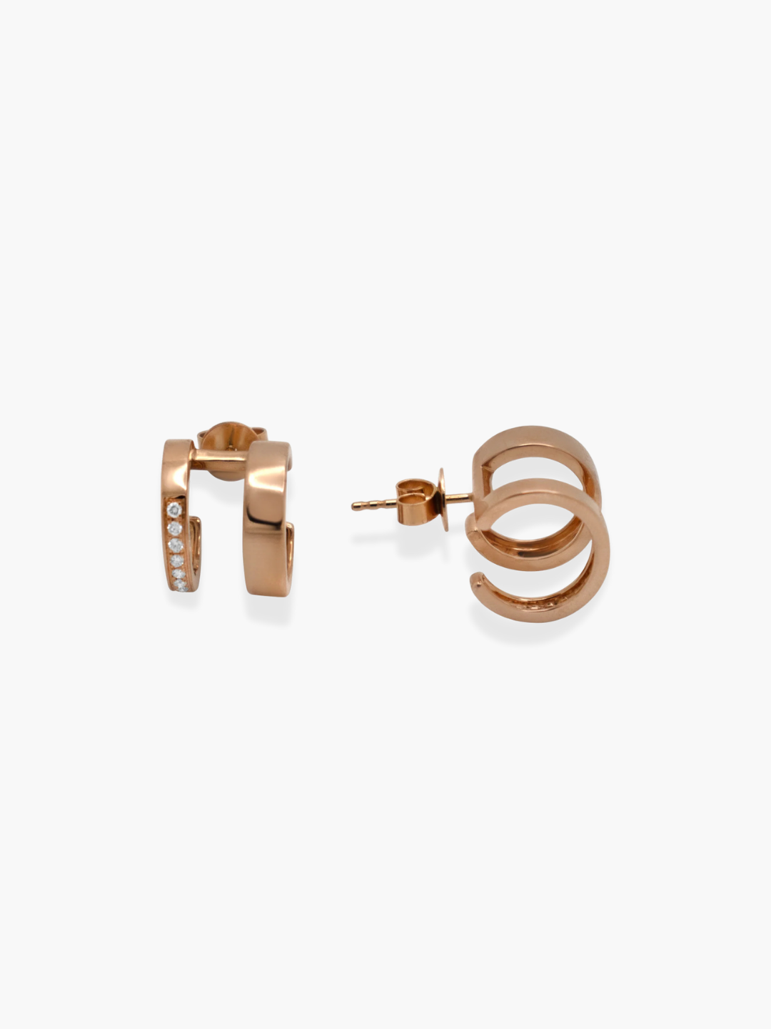 18K Rose Gold Diamond Hoop Earrings