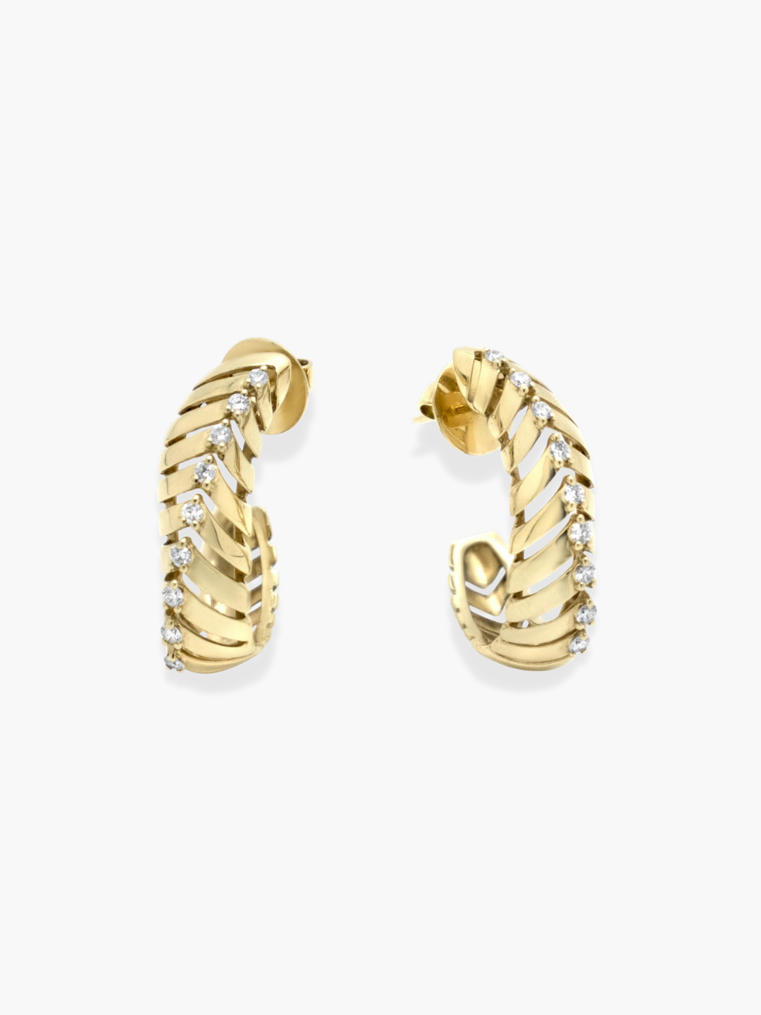18K YELLOW GOLD DIAMOND HOOP EARRINGS