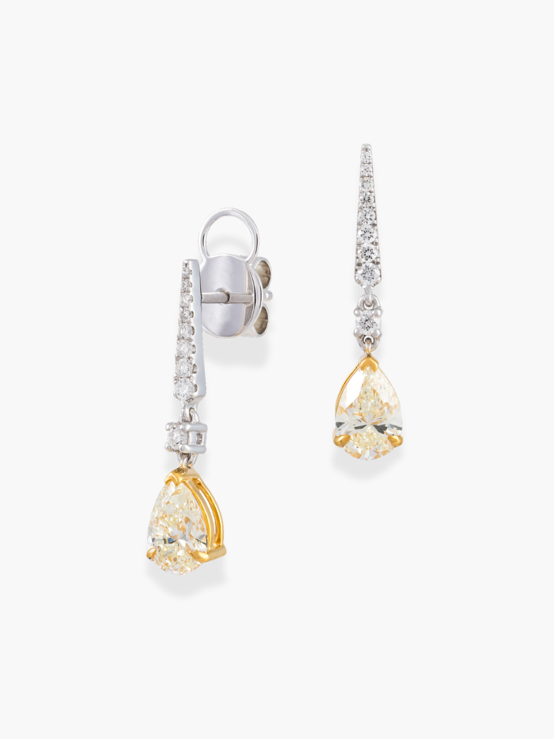 18K White Gold Fancy Yellow Diamond Earrings