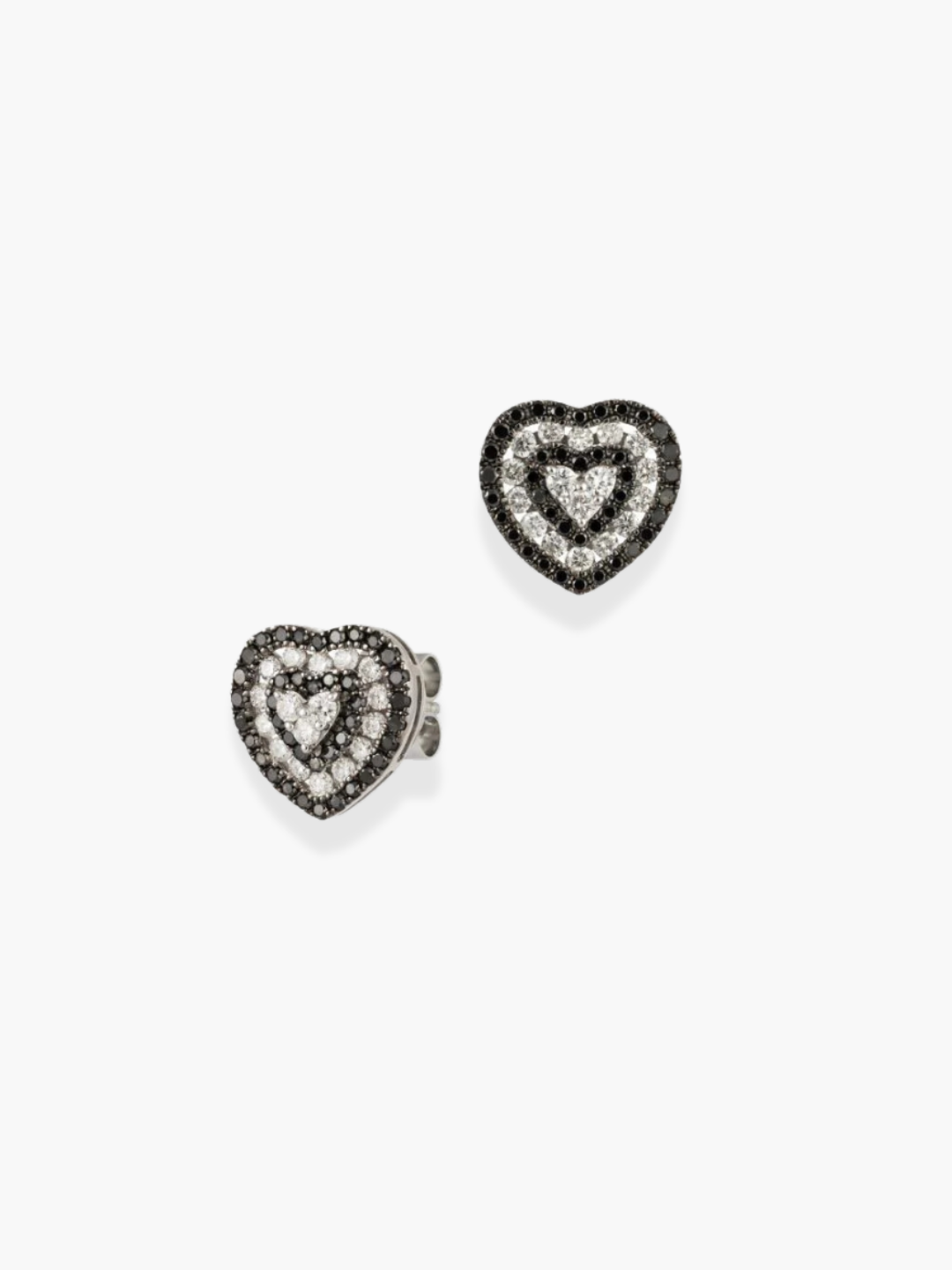 18K White Gold Black And White Heart Shaped Earrings