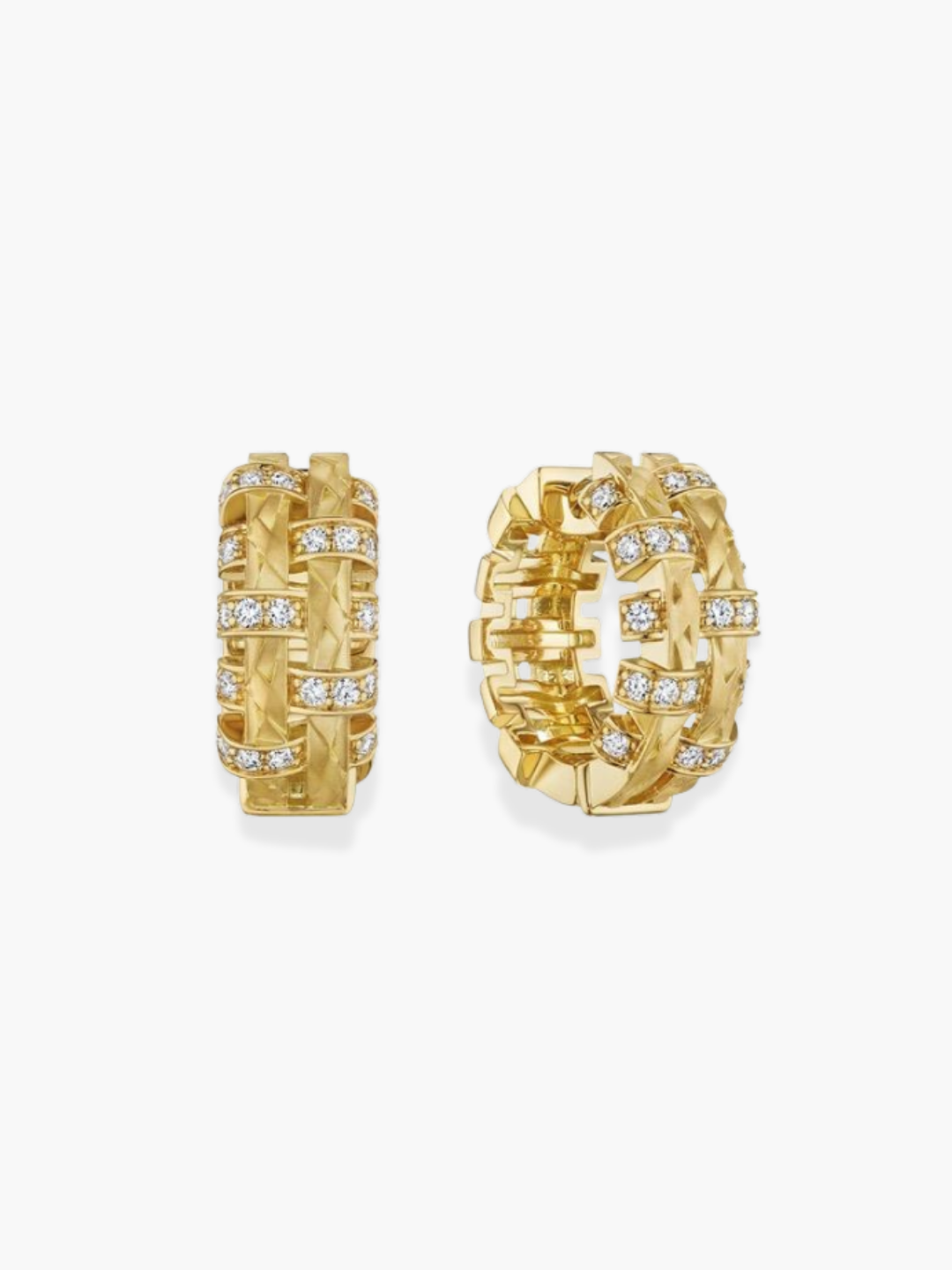 18K Hueb Yellow Gold Amazonia Diamond Hoop Earrings