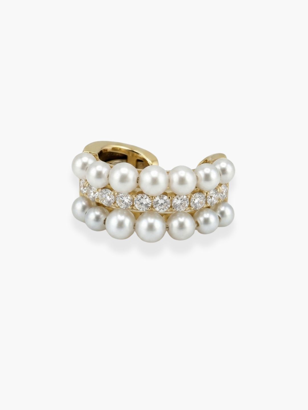 18k Rose Gold Diamond and Pearl Ear Cuff Earring