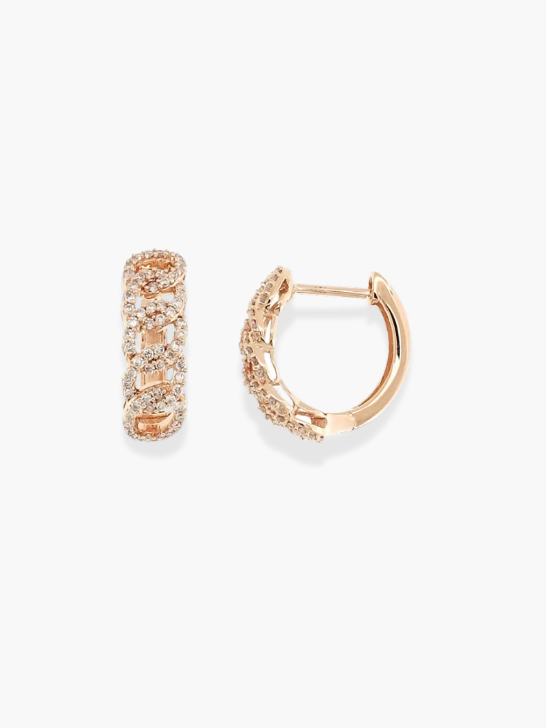 18k rose gold diamond hoops