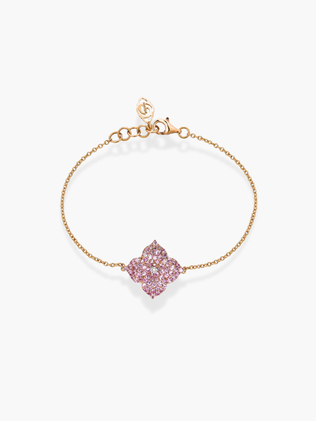 18k rose gold pink sapphire small flower diamond Piranesi bracelet