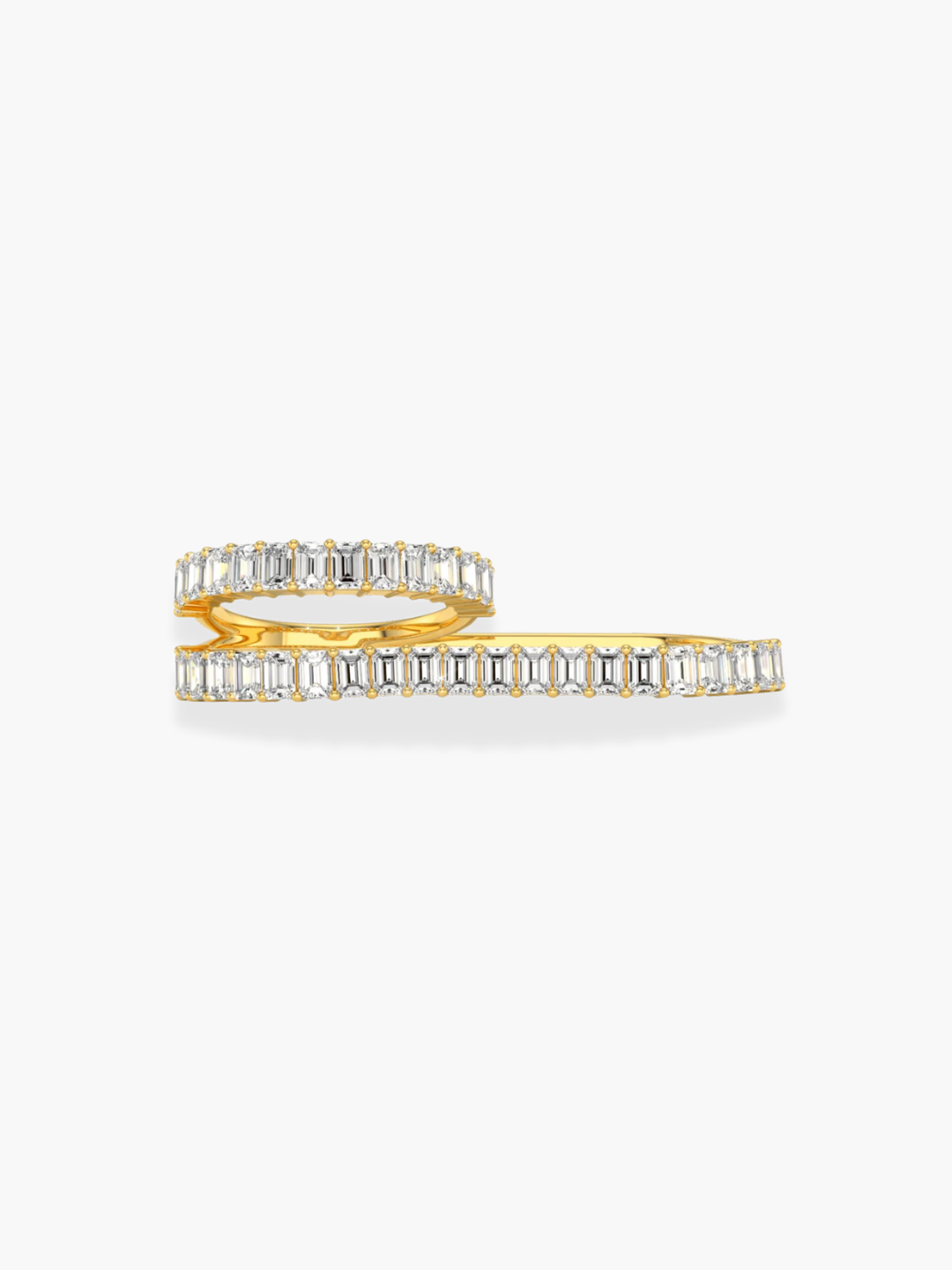 18K Yellow Gold Emerald Cut Double Finger Ring