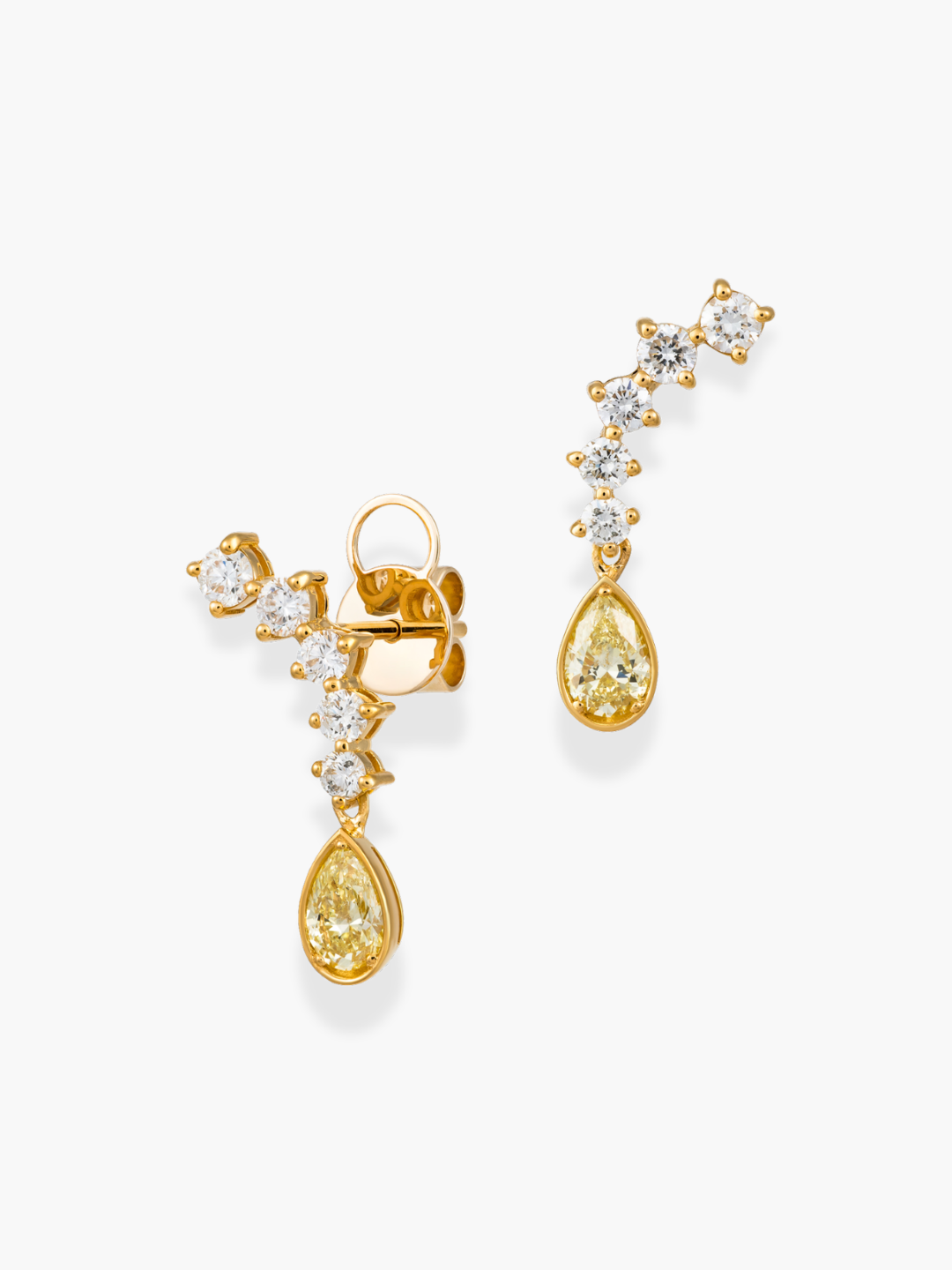 18K Yellow Gold Fancy Yellow Diamond Long Earrings