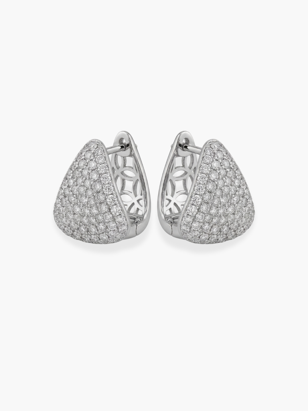 18k White Gold and Diamond Huggies Earrings