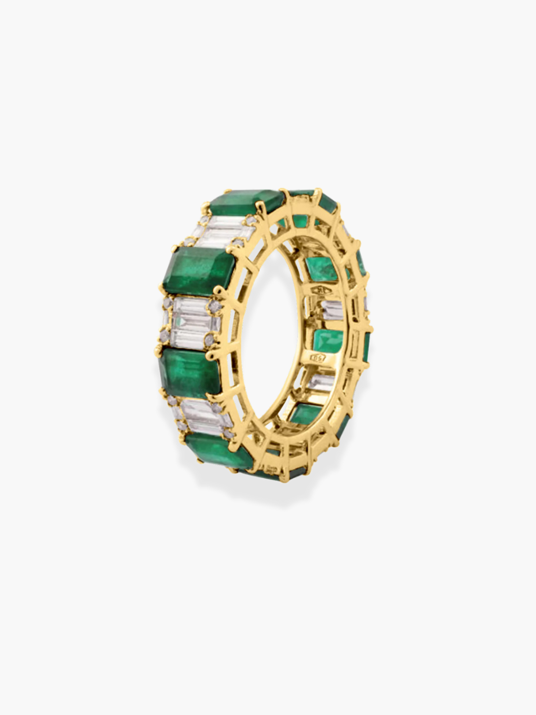 18k Yellow Gold Diamond and Emerald Ring
