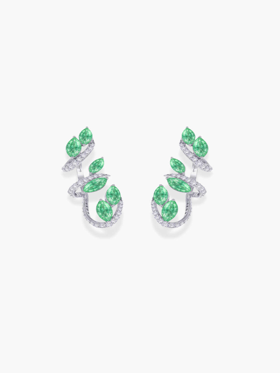 18k White Gold Diamond and Emerald Hueb Earrings
