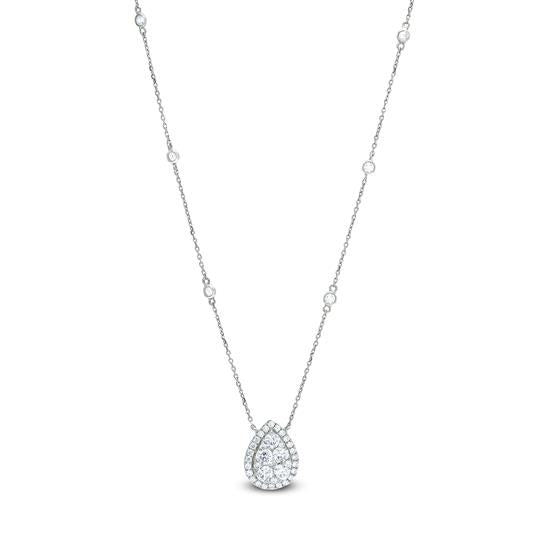 18K Diamond Drop Shaped W Chain By The Yard Pendant
