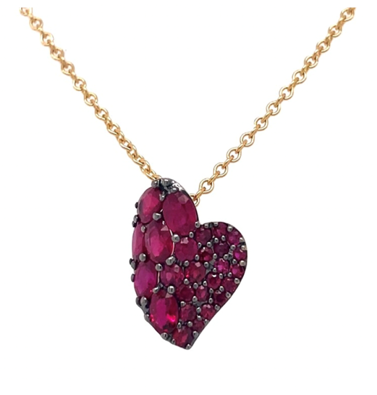 18k rose gold ruby small heart pendant (includes chain)